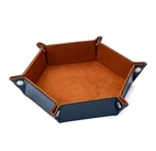 Velvet PU Leather Folding Hexagon Dice Tray - Brun