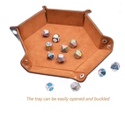 Velvet PU Leather Folding Hexagon Dice Tray - Brun