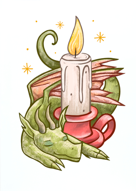 Gratulationskort - Candle Dragon