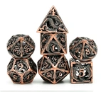 A Role Playing Dice Set Metallic - Hollow Metal DND Dice (Flying Dragon) Koppar