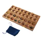 Double mancala in walnut with 75 large gemstone pieces