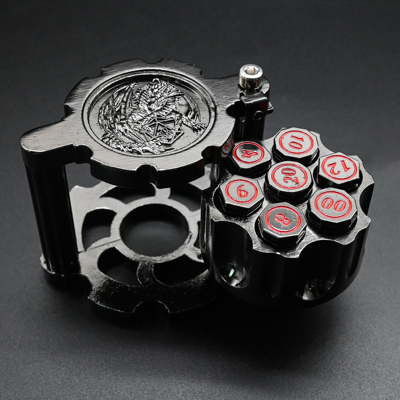 Tärning för dnd/rollspel -  Bullet Dice Svart/Röd Revolver