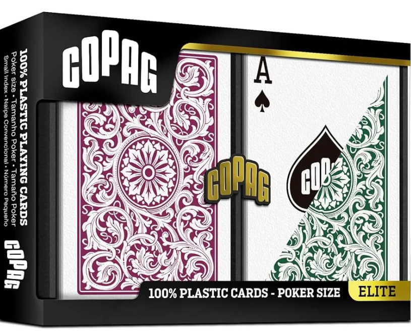 1546 Elite Poker size - Regular index playing cards double deck Burgundy/Green
