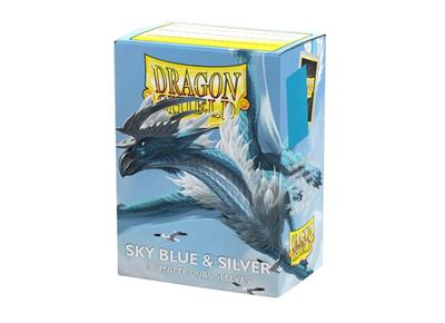 Dragon Shield Sleeves - Standard size - Matte Dual - Sky Blue & Silver (100 Sleeves)