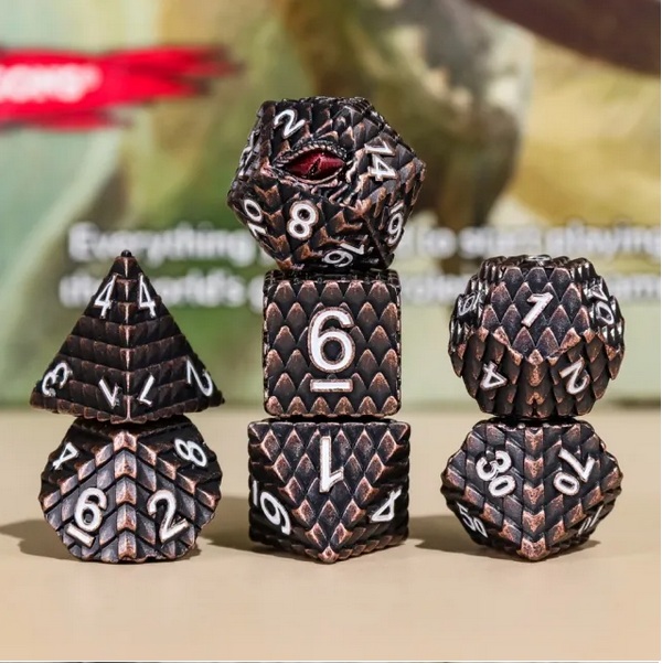 A Role Playing Dice Set Metallic - Dragon Scale Dark Brown
