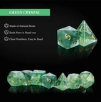 A Role Playing Dice Set - Amethyst Fluorite Crystal Gemstone Dice With leather Hexagon Box