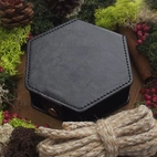 A Role Playing Dice Set - Amethyst Fluorite Crystal Gemstone Dice With leather Hexagon Box