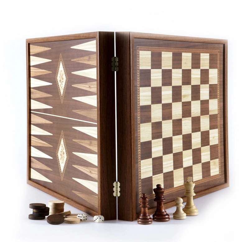 Classic 2-in-1 Chess & Backgammon Set in Walnut Case