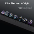 A Role Playing Dice Set - Obsidian Fluorite  Gemstone Stone Dice