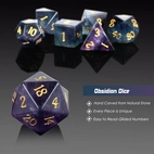 A Role Playing Dice Set - Obsidian Fluorite  Gemstone Stone Dice