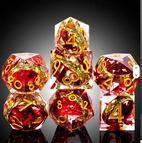 Sharp Edge Dice Set (7) Rings Red
