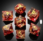 Sharp Edge Dice Set (7) Rings Red