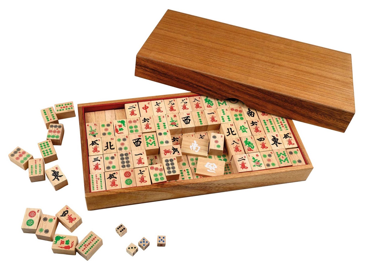 Mah Jongg, made of wood, with arabic numbers (6323)