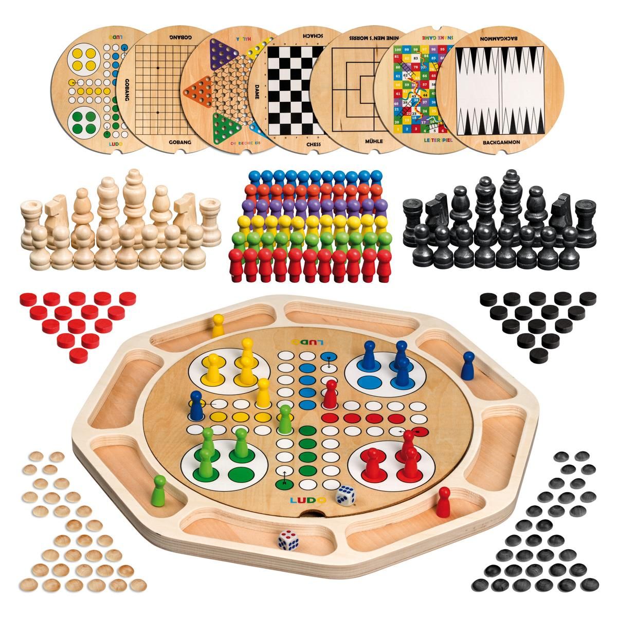 Wooden Game Compendium, 9 Games (3096)