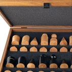 Black Natural Cork Chessboard 40cm Inlaid on wooden box with natural & ebonised chessmen Manopoulos