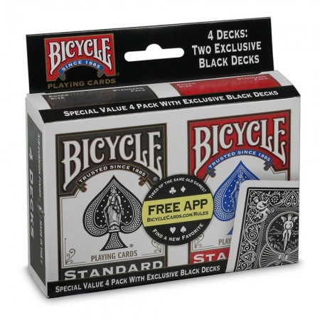 Bicycle Standard Playing Cards 4 Pack Black and red