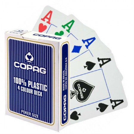 Copag 4 Colour poker cards 100% plastic (Blå)