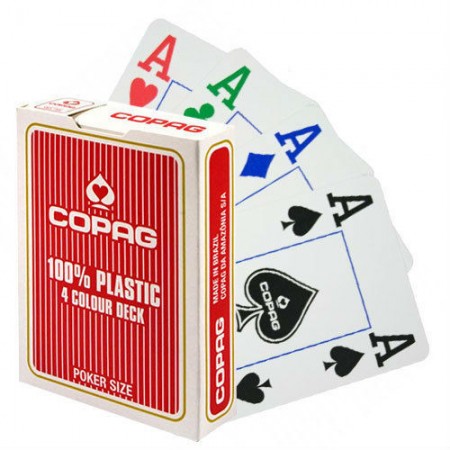 Copag 4 Colour poker cards 100% plastic (Röd)