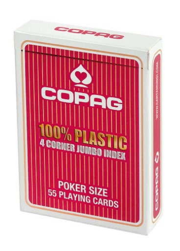 Copag Poker Size - 4 Corner Jumbo Index, 100% Plastic (Red)