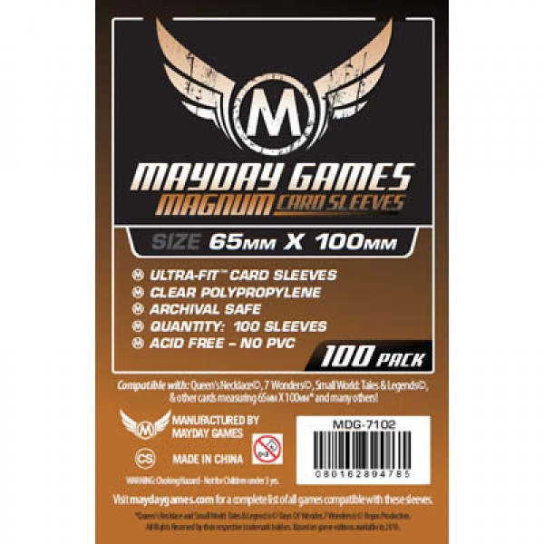 (65x100 mm) Mayday Games Card Sleeves - Magnum Ultra-Fit - Red