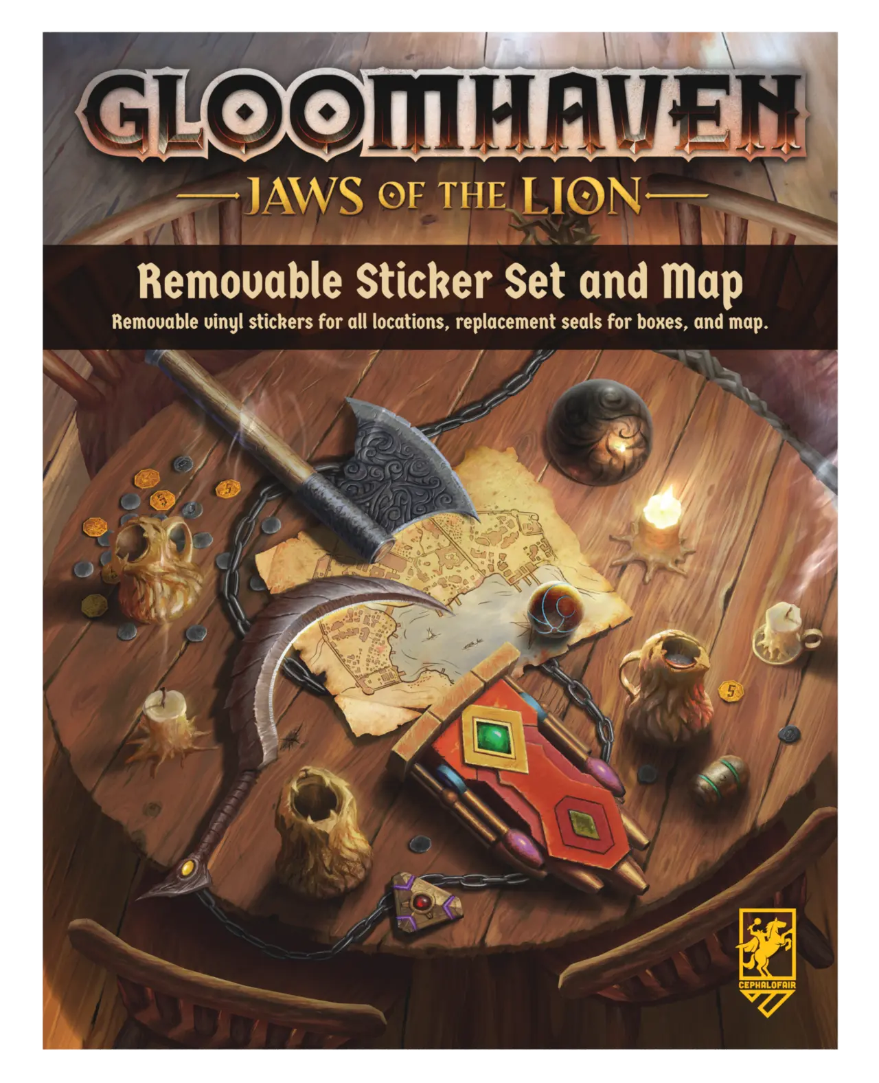Gloomhaven: Jaws of the Lion Removable Sticker Set & Map