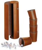Synthetic leather dice cup set of 5 with case incl. 25 dice, brown (7996)