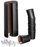 Synthetic leather dice cup set of 5 with case incl. 25 dice, black (7995)