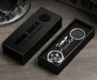 Mini Metal Dice Set Keychain Silver