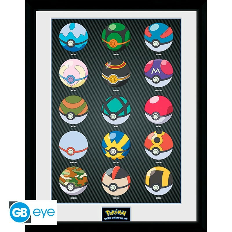 POKEMON - Framed print "Pokeballs" (30x40 cm)