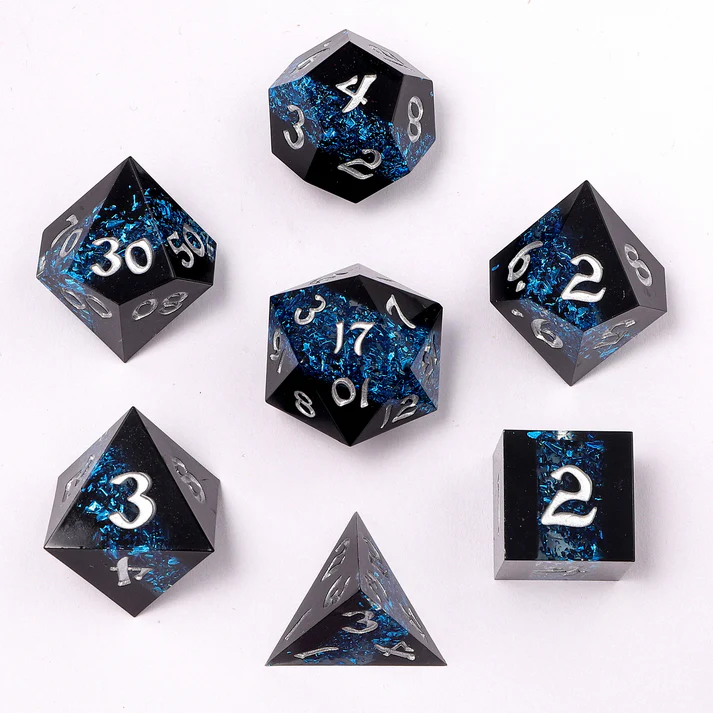 Captured Magic Sharp Edge Resin Dice Set Mana Path Blue
