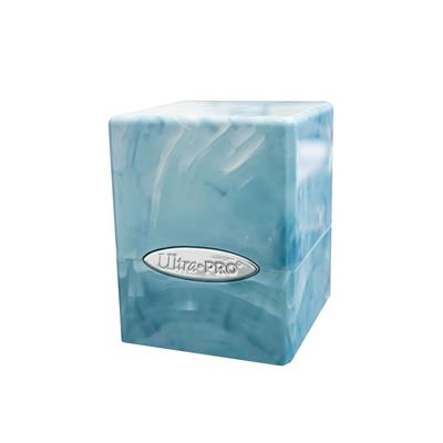 Marble Satin Cube - Light Blue / White