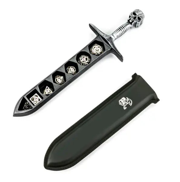 Grim Dagger Dice Case/Holder w/sheath Cover Silver